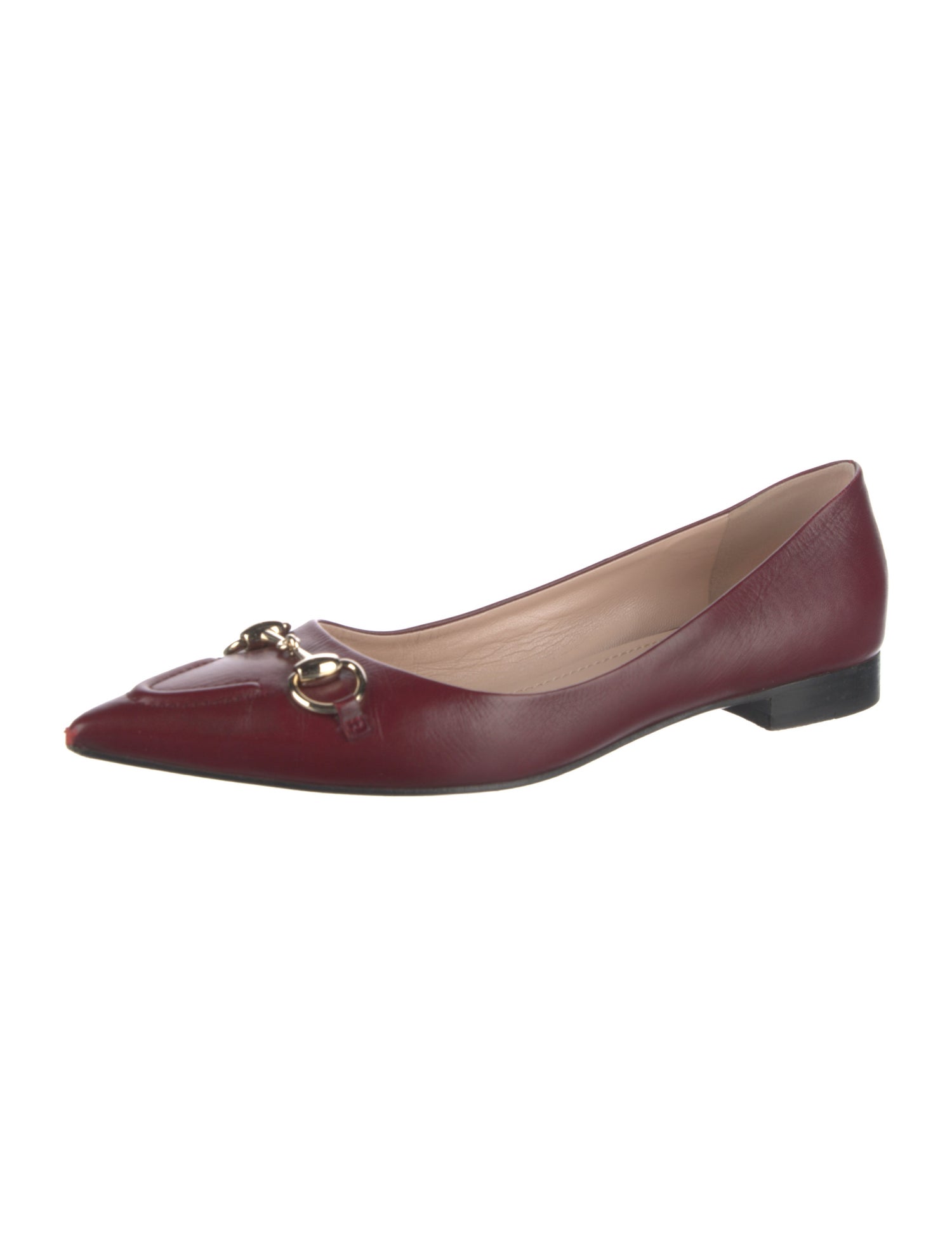 Gucci Horsebit Accent Leather Ballet Flats